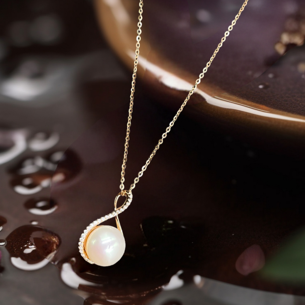 GL0003 - Pearl Collection - Necklace with Pearl Pendant (Rose Gold)