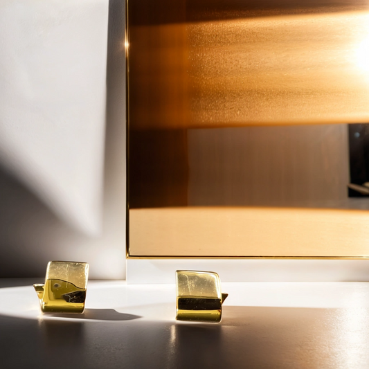 GL0011-  Premium Silver Collection - Contemporary Designed Earrings with Radiant Gold Finish