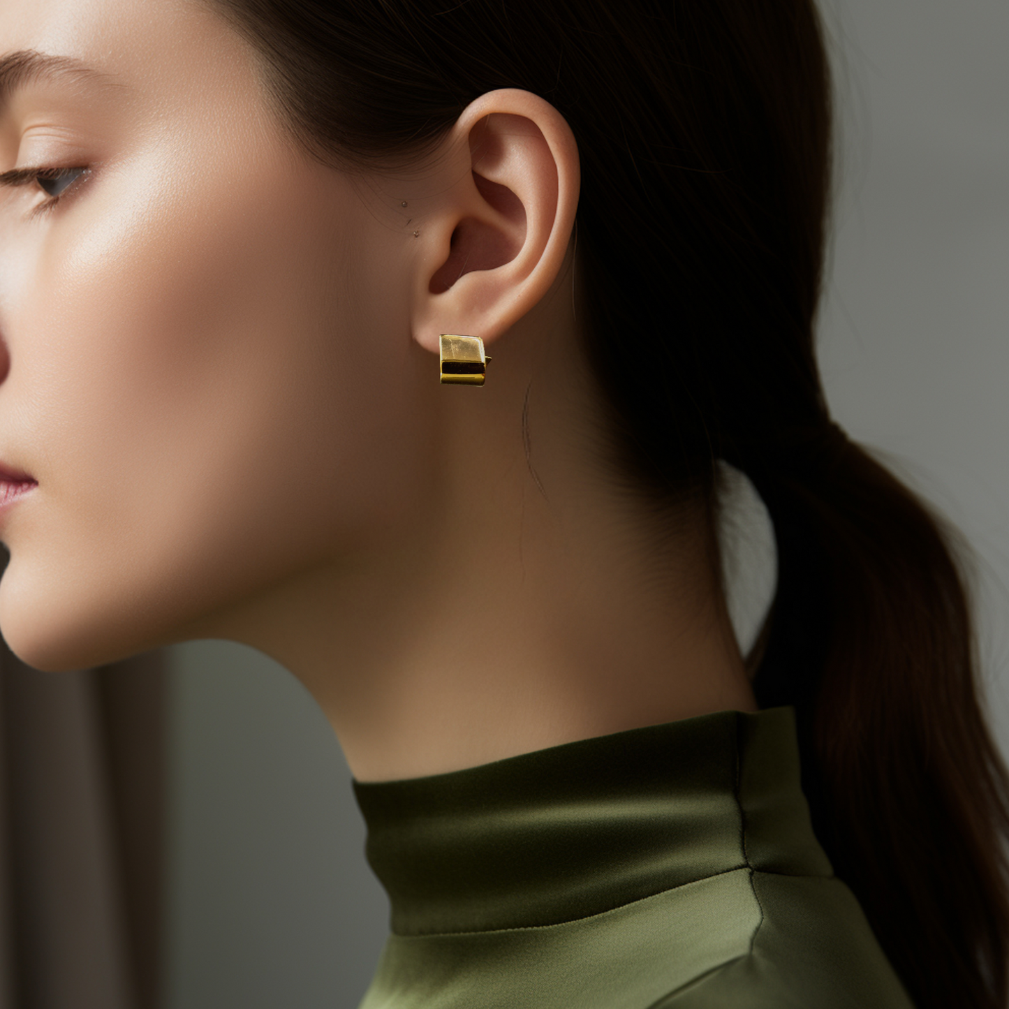 GL0011-  Premium Silver Collection - Contemporary Designed Earrings with Radiant Gold Finish