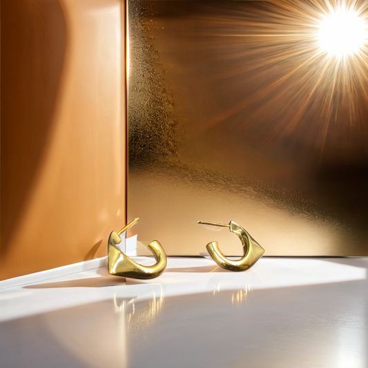 GL0015 -  Premium Silver Collection - Irregular-shaped Earrings with Radiant Gold Finish